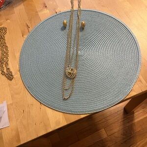 Goldtone Knot Pendant Necklace and Pierced Earrings